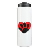 Hund Lover Paw Print und rotes Herz Thermosbecher (Vorderseite)