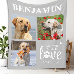 Hund Lover Personalisiert 3 Heimtierfoto-Collage Fleecedecke