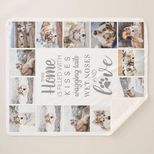 Hund Lover Personalisiert Heimtier Foto Collage Fl Sherpadecke (Vorderseite (Horizontal))