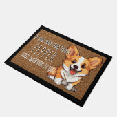 Hund Lover Personalisiert Welsh Corgi Welppy Name Fußmatte (Schrägansicht)