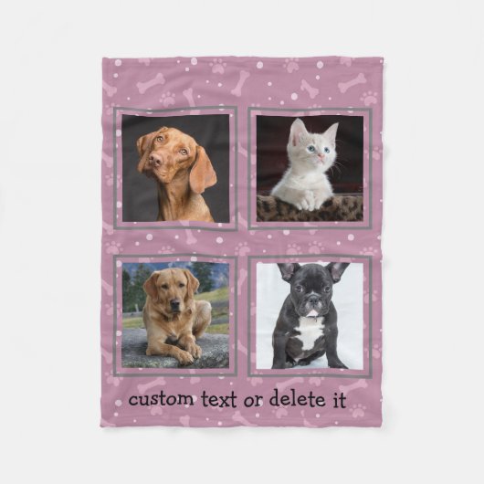 Hund Lover Pet Personalisiert Custom 4 Foto Collag Fleecedecke (Vorderseite)