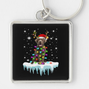 Hund Lover   Schokolade Labrador Christmas Light Schlüsselanhänger