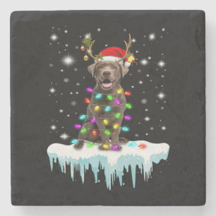 Hund Lover Schokolade Labrador Christmas Light Steinuntersetzer