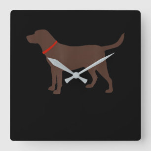 Hund Lover Schokolade Labrador Hund Silhouette Quadratische Wanduhr