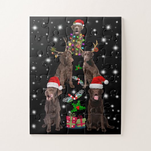 Hund Lover | Schokolade Labrador Weihnachtsbaum Puzzle (Vertikal)