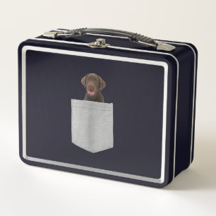 Hund Lover Schokolade-Labrador-Welpe in Pocket Metall Brotdose