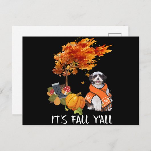 Hund Lover | Shih Tzu is Fall Yall Ankündigungspostkarte (Vorne/Hinten)