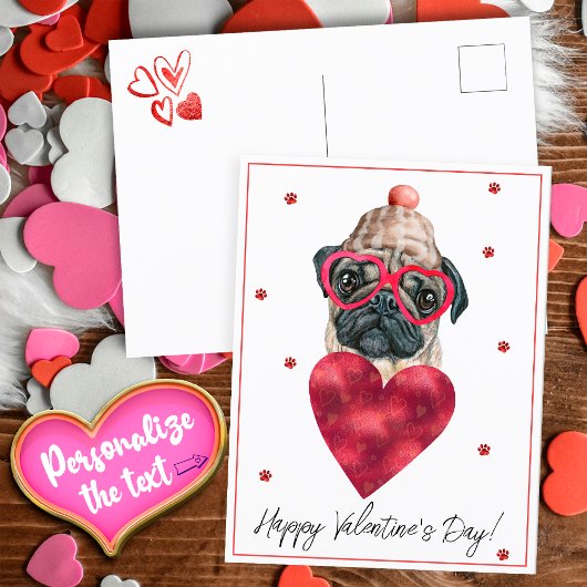 Hund Lover Valentine Geschenk Mops Feiertagspostkarte