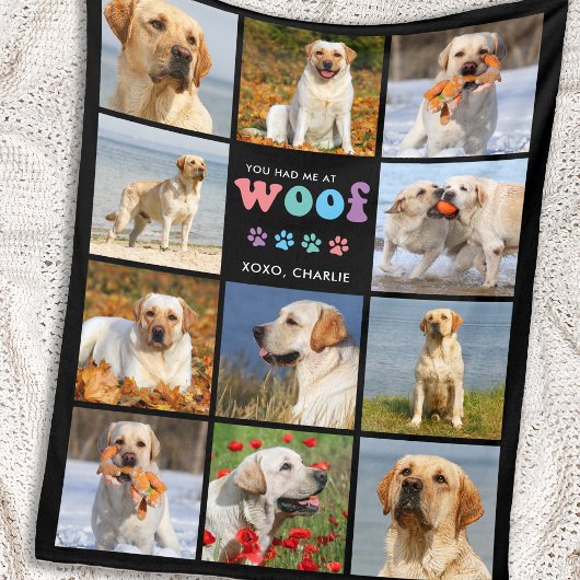Hund Lover WOOF Custom 11 Pet Picture Colorful Fleecedecke