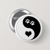 Hund Lover Yin Yang Herz und Paw Prints Button (Vorne & Hinten)