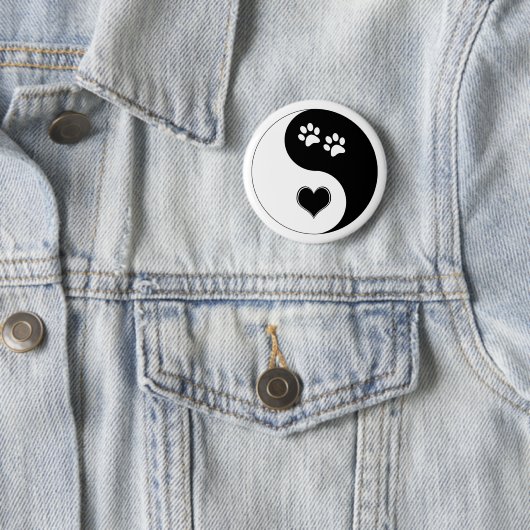 Hund Lover Yin Yang Herz und Paw Prints Button (Beispiel)