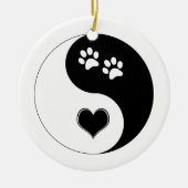 Hund Lover Yin Yang Herz und Paw Prints Keramik Ornament (Vorne)