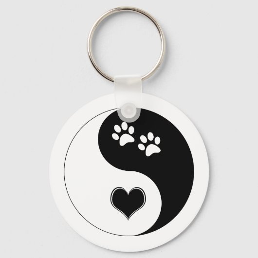 Hund Lover Yin Yang Herz und Paw Prints Schlüsselanhänger (Vorderseite)