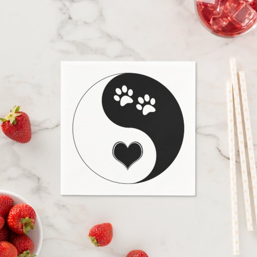 Hund Lover Yin Yang Herz und Paw Prints Serviette (Beispiel)
