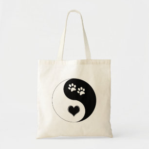 Hund Lover Yin Yang Herz und Paw Prints Tragetasche
