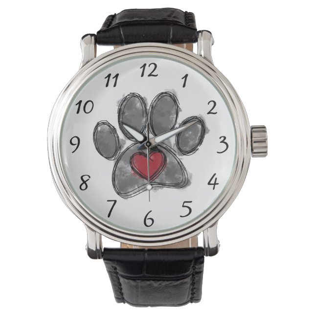 Hund Lover Zeichnend Aquarell Armbanduhr (Vorderseite)