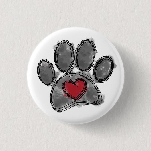Hund Lover Zeichnend Aquarell Button (Vorderseite)