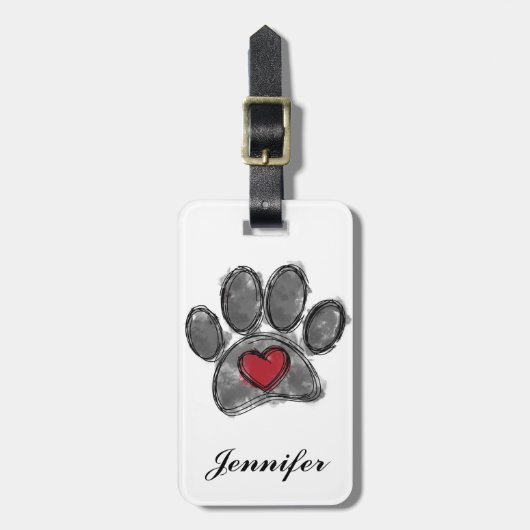 Hund Lover Zeichnend Aquarell Gepäckanhänger (Vorderseite vertikal)