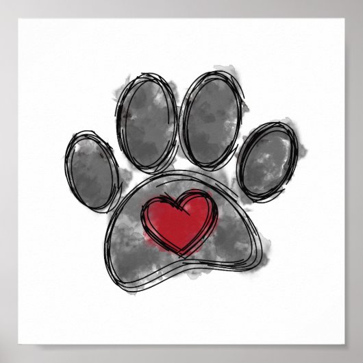 Hund Lover Zeichnend Aquarell Poster (Vorne)