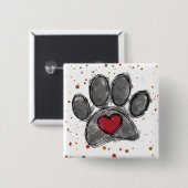 Hund Lover Zeichnend Aquarellfarbe Spritzer Button (Vorne & Hinten)