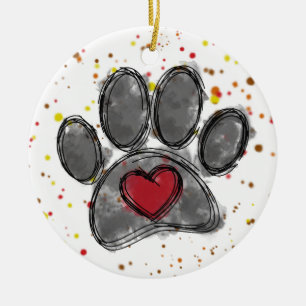 Hund Lover Zeichnend Aquarellfarbe Spritzer Keramik Ornament