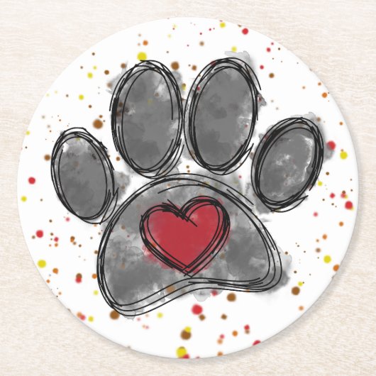 Hund Lover Zeichnend Aquarellfarbe Spritzer Runder Pappuntersetzer (Vorderseite)