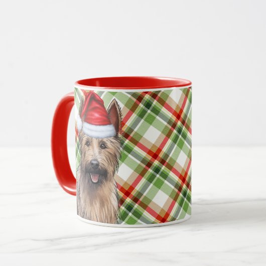 Hund Lover's Berger Picard Holiday Kariert Tasse (Vorderseite Links)