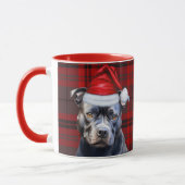Hund Lover's Bluenose Pitbull Holiday Red Kariert Tasse (Links)