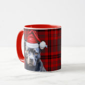 Hund Lover's Bluenose Pitbull Holiday Red Kariert Tasse (Vorderseite Links)