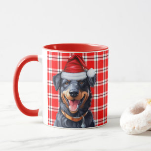 Hund Lover's Red Kariert and Beauceron Holiday Tasse