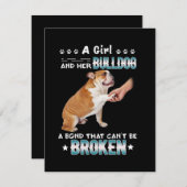 Hund| Mädchen Ihr Bulldog-Bond kann zerbrochen wer Dankeskarte (Vorne/Hinten)