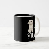 Hund Maltese Ich fand meinen Seelenverwandten Malt Zweifarbige Tasse (VorderseiteRechts)