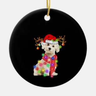 Hund  Maltesische Weihnachtsmannmütze Xmas Fairy L Keramik Ornament