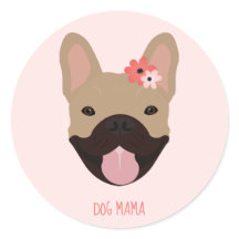 Hund Mama Französisch Bulldogs lächeln Blume rosa