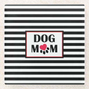 Hund-Mama Herzstück - Streifen Untersetzer