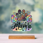 Hund Mama Pfote Leopard Regenbogen Wasserfarbe Her Acrylschild (Neutral)