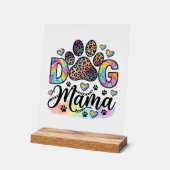 Hund Mama Pfote Leopard Regenbogen Wasserfarbe Her Acrylschild (Winkel)