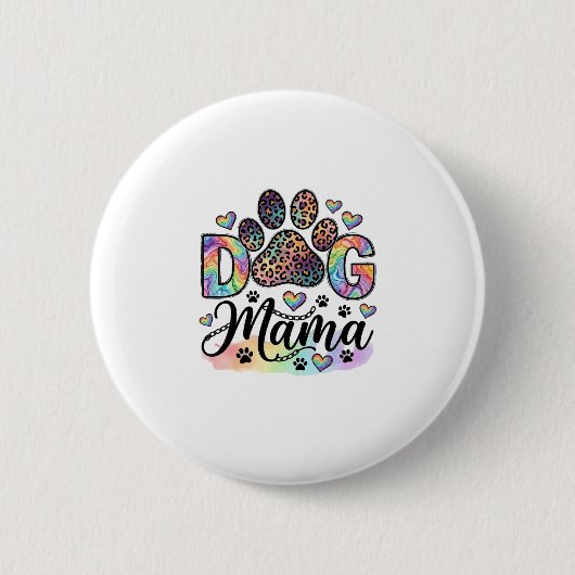 Hund Mama Pfote Leopard Regenbogen Wasserfarbe Her Button (Vorderseite)