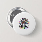 Hund Mama Pfote Leopard Regenbogen Wasserfarbe Her Button (Vorne & Hinten)