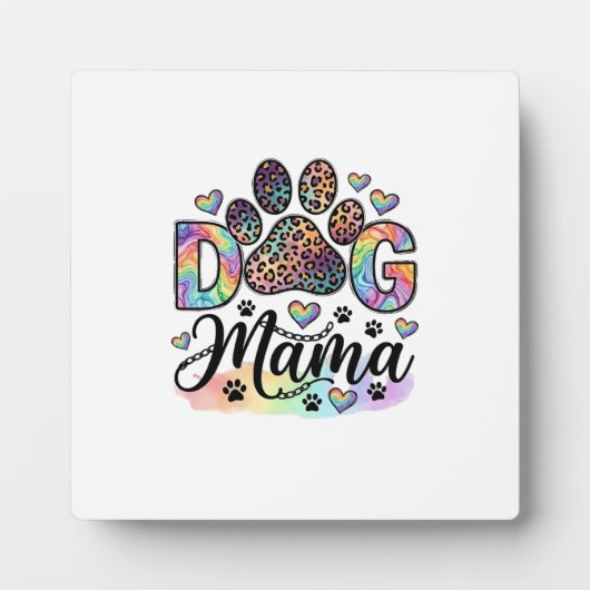 Hund Mama Pfote Leopard Regenbogen Wasserfarbe Her Fotoplatte (Vorderseite)
