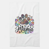 Hund Mama Pfote Leopard Regenbogen Wasserfarbe Her Geschirrtuch (Vertikal)