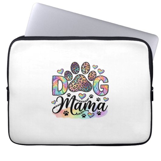 Hund Mama Pfote Leopard Regenbogen Wasserfarbe Her Laptopschutzhülle (Vorderseite)