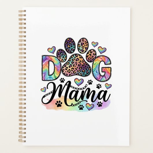 Hund Mama Pfote Leopard Regenbogen Wasserfarbe Her Planer (Vorderseite)