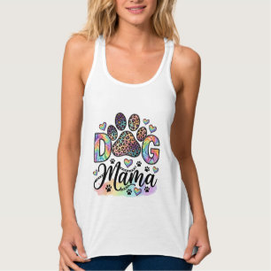 Hund Mama Pfote Leopard Regenbogen Wasserfarbe Her Tank Top