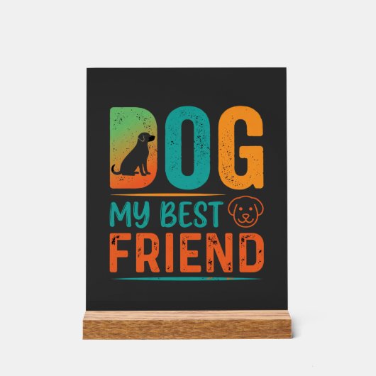 Hund mein bester Freund Retro-Design Acrylschild (Vorderseite)
