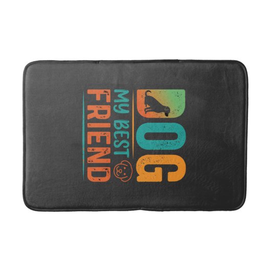 Hund mein bester Freund Retro-Design Badematte (Vorderseite)