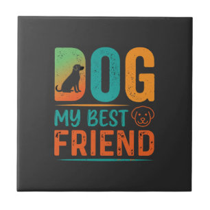 Hund mein bester Freund Retro-Design Fliese