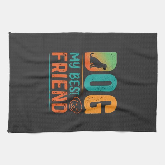 Hund mein bester Freund Retro-Design Geschirrtuch (Horizontal)