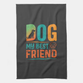 Hund mein bester Freund Retro-Design Geschirrtuch (Vertikal)
