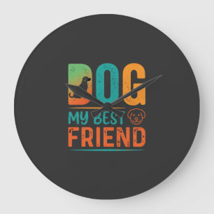 Hund mein bester Freund Retro-Design Große Wanduhr